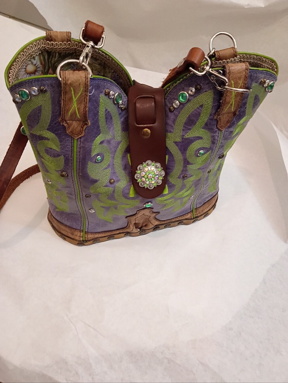 NWT Handmade Stagecoach Bag Studded Embellished
